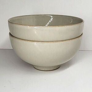 Denby England All Linen 5" Footed Rice Bowls Set of 2